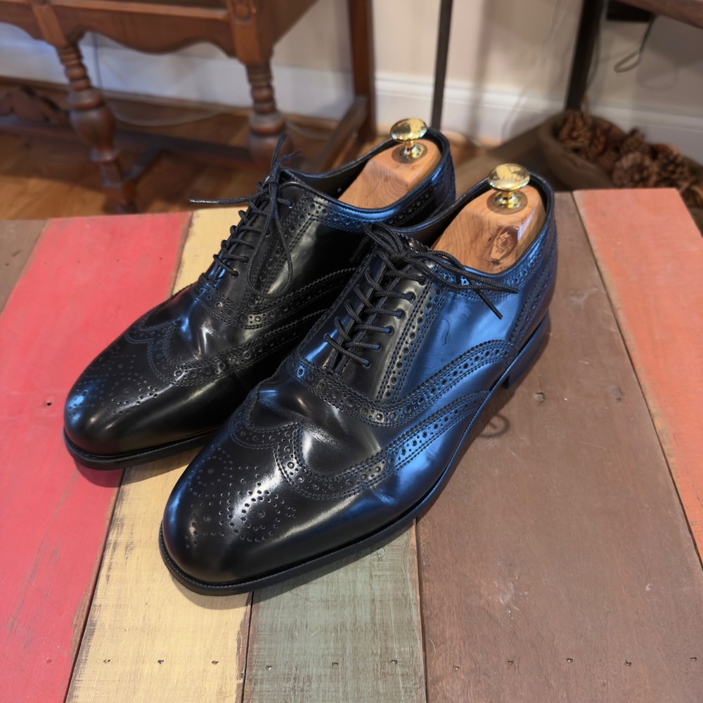 Florsheim Mens Lexington Wingtip Oxford 17066-01 Dress Shoes 9 EEE Black Leather